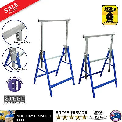 $137.70 • Buy 2 X Adjustable Trestle Work Stands Carpentry Handyman Scaffold Saw Horse Bench