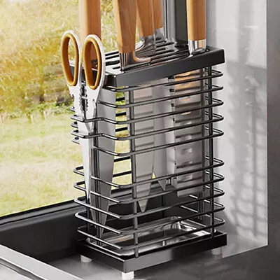 Cutter Block Holder Non Slip Countertop Storage Stainless Steel Home Kitchen • $39.39