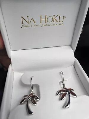 Na Hoku Sterling Silver Palm Tree Earrings With Koa Wood Inlays - New In Box • $99.99