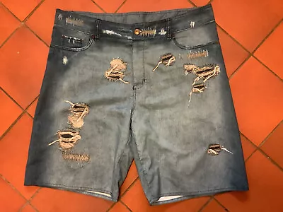 Mens Trespass Kohada Distressed Effect Blue Board Shorts Size L Waist 38” • £2.99