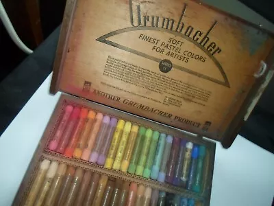 Vintage Grumbacher 40 Soft Pastels No. 3 WOODEN Box W/ Original Label • $80