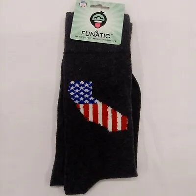 American Flag Patriotic USA California Crew Socks Sz 6-11 Mens 7.5- 12 Wmn  • $4.49