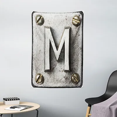 Letter M Tapestry Steel Typeset Grunge Print Wall Hanging Decor • $29.99