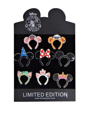 $28.99 • Buy Mickey Ears Headband Authentic Disney Trading Pin Set ~ 8 Total LE Pins ~ NEW