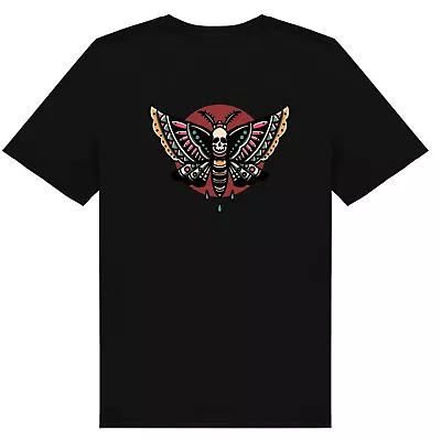 £10.95 • Buy Deaths Head Hawks Moth Tattoo Style T-shirt, Skull Moth, Butterfly Tee Tat