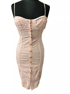 Dolce And Gabbana D&G Pink Cotton Corset Bustier Buttons Dress  IT40 UK8 S4 U34 • $176.86