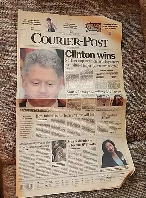 1999 Courier Post Newspaper Bill Clinton Impeachment Obstruction Of Justice QVC • $24.99