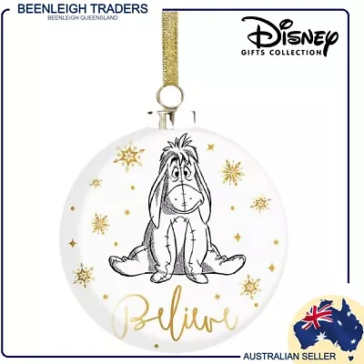 Disney Winnie The Pooh - EEYOR ~ BELIEVE - Ceramic Christmas Bauble - BRAND NEW • $19.99