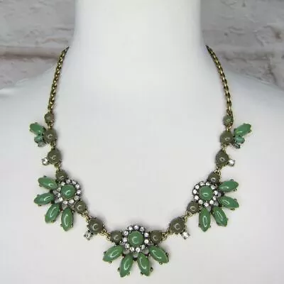 J. Crew Gold Tone Shades Of Green Lucite Rhinestone Statement Necklace • $19.99