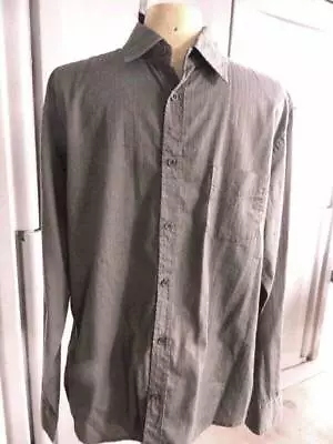 NEW Mens Shirt XL QUARTA Brown Cotton  2 Way Sleeves Roll Up Or Long Sleeves • $9.95