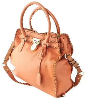 Michael Kors Orange Hamilton Whipstitch Tote W/MK Pad Lock • $128