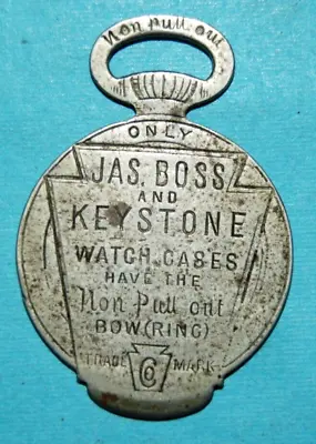 Vtg Pocket Watch Fob & Case Opener Jas Boss Keystone Swineford PA Erhart Jeweler • $19.25