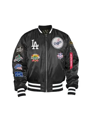 Black Los Angeles  Dodgers Jackets Alpha Industries Jackets 7x Champions New • $130