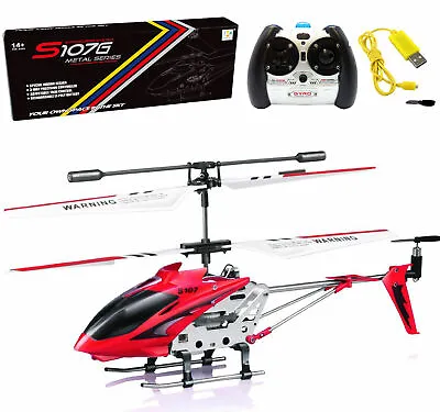 Mini RC Helicopter Syma Metal Remote Control Helicopter S107G 3CH 3.5CH GYRO Red • $22.06