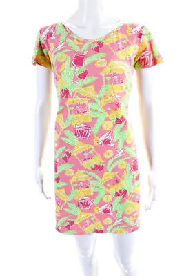 Lilly Pulitzer Womens Tiki Bar Cocktail Knit Dress Pink Multi Size Large • $42.69