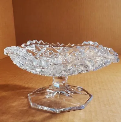 Vintage Pedestal Candy Nut Dish Bowl EAPC Saw Tooth Edge 5 1/8 Square 3  Tall  • $19.95