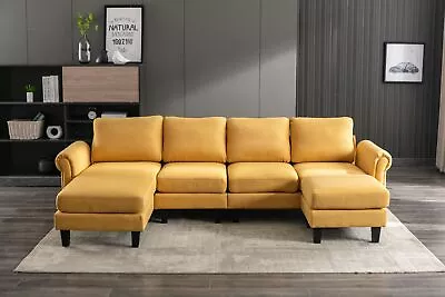 U Shaped Modular Sectional With Ottomans Reversible Sofa Couch For Living Room • $701.89