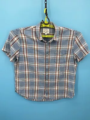 Lucky Brand Shirt Mens XL True Indigo Pearl Snap Button Down Flannel Classic Fit • $17.99