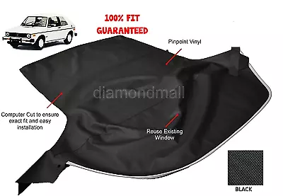 Fits Volkswagen Rabbit Cabriolet GOLF 1980-1994 Convertible Soft Top Black Vinyl • $287.10