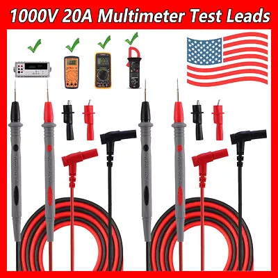 2Pair Multimeter Probe Test Leads Pin Needle Tip Meter Tester Wire Pen 1000V 20A • $9.55