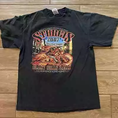 Sturgis Black Hills Rally And Races Mens Faded Black Shirt Size Large • $25