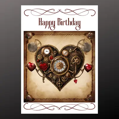 Steampunk Birthday Card Personalised Seeded Gothic Pagan Wiccan Fantasy • £2.99