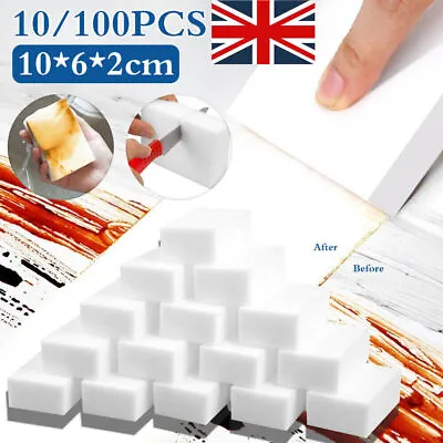 100X Magic Sponge Eraser Sponges Melamine Foam Stain Dirt Oil Instant Remover_UK • £3.76