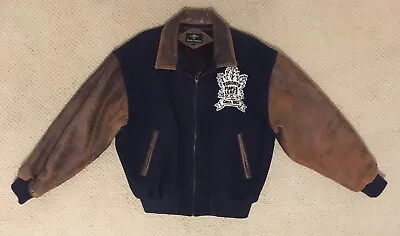 Roger Edwards Toronto Maple Leafs Distressed Leather And Wool Jacket • $99