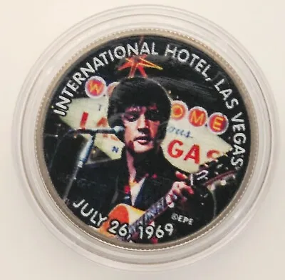 Elvis Presley Half Dollar Coin In Capsule - International Hotel Las Vegas 1969 • $10