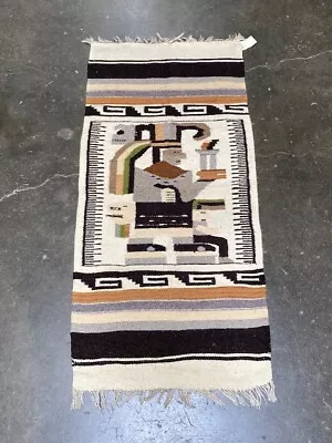 Vintage Zapotec Wool Blanket .  Mayan King  Mid To Late 20th Century   55  X 26 • $110.50