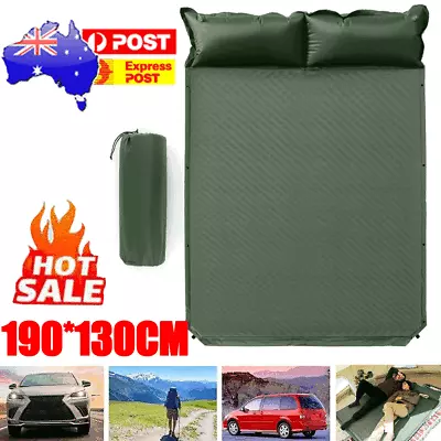 Outdoor Double Camping Sleeping Pad Thick Air Bed Hike Self Inflating Mattress • $55.90