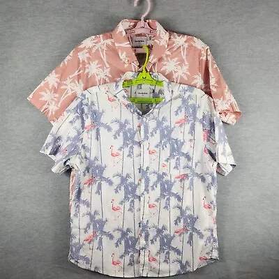 Goodfellow Northrop Shirt Men L Multicolor Lot Of 2  Button Up Hawaiian Flamingo • $19.88