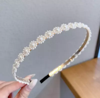 £3.99 • Buy Ladies Gold Pearl Headband Hairband Crystal Head Band Hair Hoop Accessories