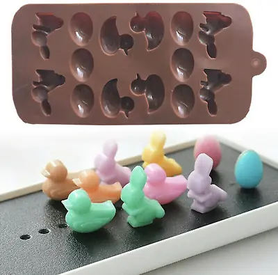Rabbit  Eggs Duck Easter Silicone Chocolate Cake Mould Baking Kids Bunny Mold  • £3.19