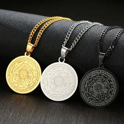 Religious Seven Seals Of The Archangels Coin Pendant Men Necklace Chain Gift • $4.99