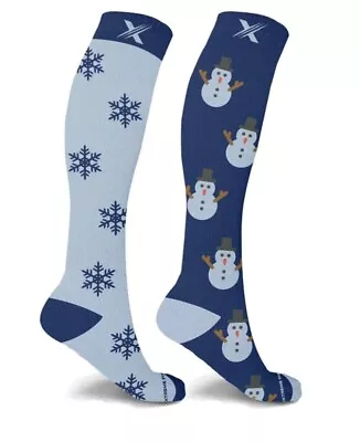 Winter Holiday Christmas Snowman Compression Socks Unisex Mismatched Extreme Fit • $14.90