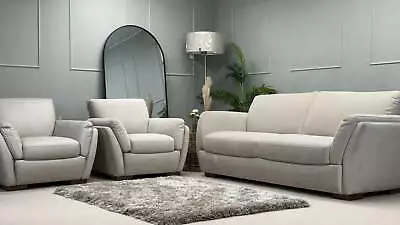 Amalfi 3 Seater & Two X Chairs Natuzzi Beige Fabric - Oak Furniture Land • £1749