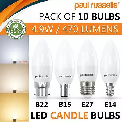 10 Pack LED Candle Light Energy Saving Bulbs Screw In E14 E27 Bayonet B22 B15 • £9.99