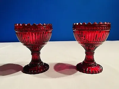 Pottery Barn Pair Of 2 Red Mercury Glass Egg Cups Votive Holders • $34.99