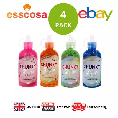 Set Of 4 Sparkle Extravaganza Chunky Glitter Glue - 150ml - Dazzling Colors • £11