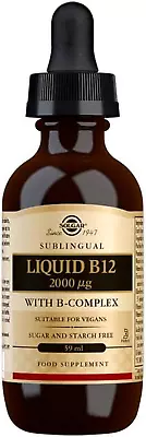 £19.99 • Buy Solgar Liquid B12 2000 µg With B-Complex 59 Ml Tiredness Fatigue Energy Support