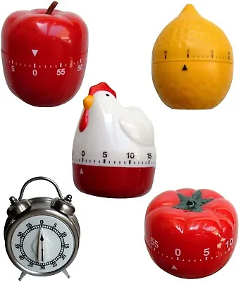 Kitchen Timer Mechanical Egg Timer60 Minute Wind-up Clockwork Alarm Retro Style • £8.45