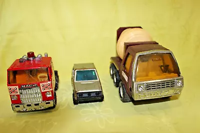 3 Buddy L Made In Japan Tinsteel Trucks  Concrete  Little Car & A Fire Truck • $9.99