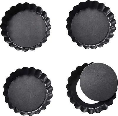 4 Round Baking Tins.4 Inch Cheesecake Tin Mould.Removable Bottom Mini Tart Pans • £8.99