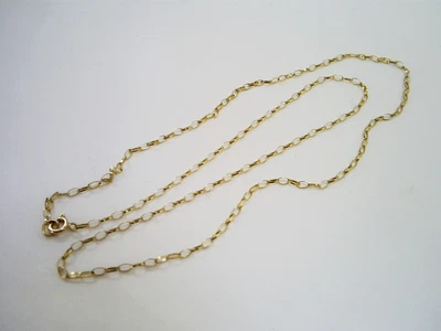 £32.99 • Buy 9CT YELLOW GOLD FINE FLAT OBLONG LINK 16.2    TRACE CHAIN NECKLACE 0.6g