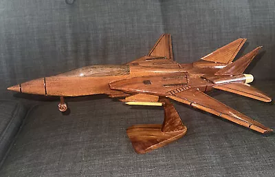 Vintage F-14 Fighter Jet Hard Wood Model Airplane Plane • $50