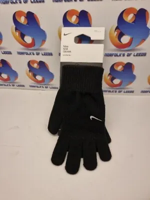 Nike Mens Swoosh Knit Gloves Warm Winter Fleece Running Glove Black Small Medium • £12.90