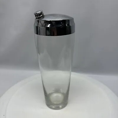 Vintage Classic Glass Martini Cocktail Shaker Mixer Metal Lid 10” • $15.99