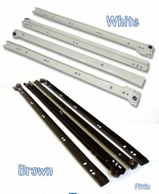 £1.69 • Buy Metal Roller Bottom Fix Drawer Runners All Sizes 250mm-600mm White Brown