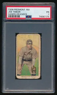 1909-11 T206 Joe Tinker Hands On Knees Cubs Piedmont Series 150 PSA 1 PR • $179.99